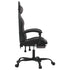 Swivel Gaming Chair with Footrest Black&Grey Faux Leather