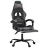 Swivel Gaming Chair with Footrest Black&Grey Faux Leather