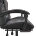 Swivel Gaming Chair with Footrest Black&Grey Faux Leather