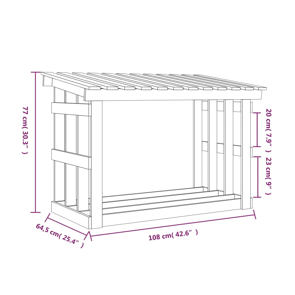 Firewood Rack 108x64.5x77 cm Solid Wood Pine