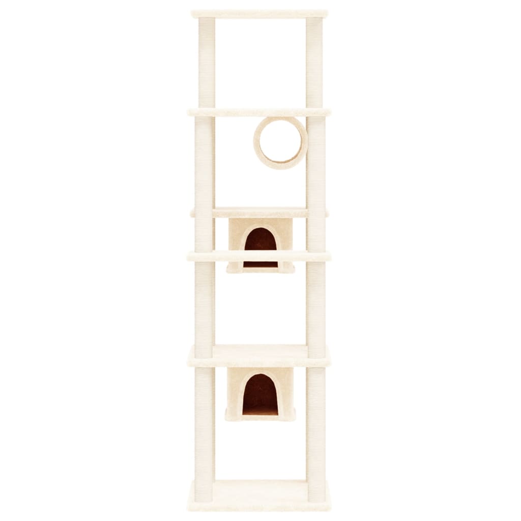 Cat Tree with Sisal Scratching Posts Cream 169 cm