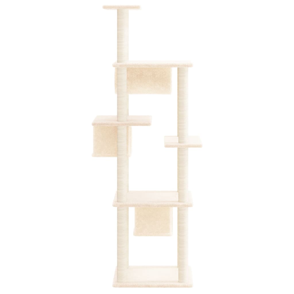 Cat Tree with Sisal Scratching Posts Cream 169 cm