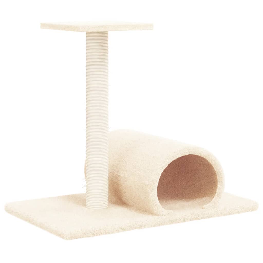 Cat Scratching Post with Tunnel Cream 60x34.5x50 cm