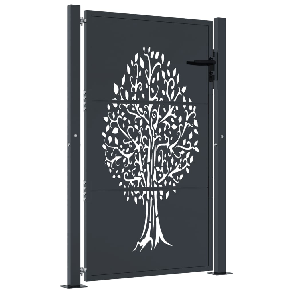 Garden Gate Anthracite 105x155 cm Steel Tree Design