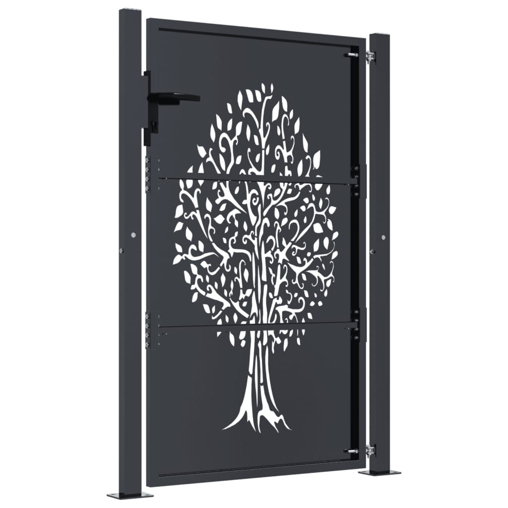 Garden Gate Anthracite 105x155 cm Steel Tree Design