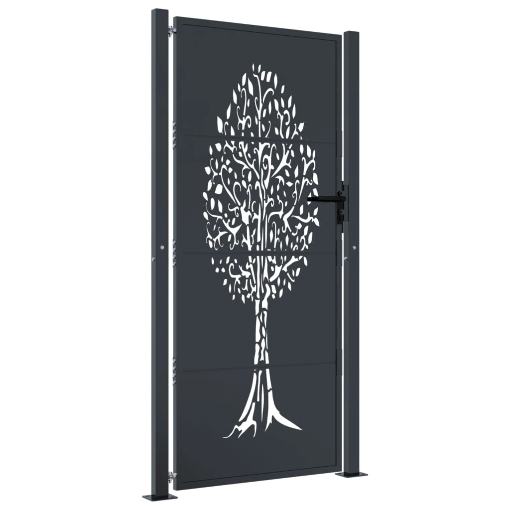 Garden Gate Anthracite 105x180 cm Steel Tree Design