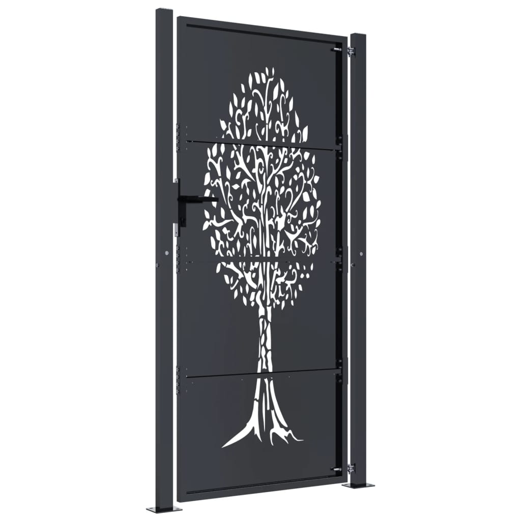 Garden Gate Anthracite 105x180 cm Steel Tree Design