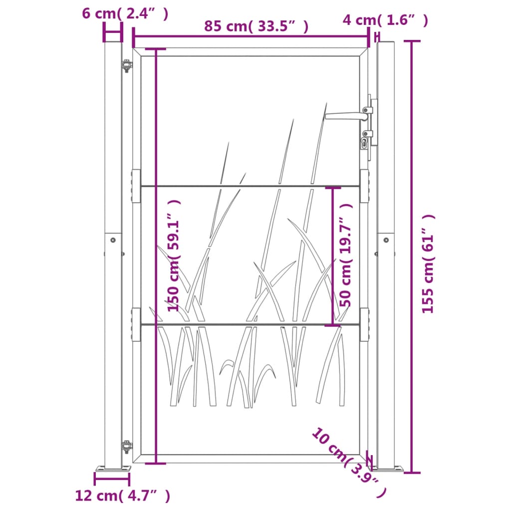 Garden Gate Anthracite 105x155 cm Steel Grass Design