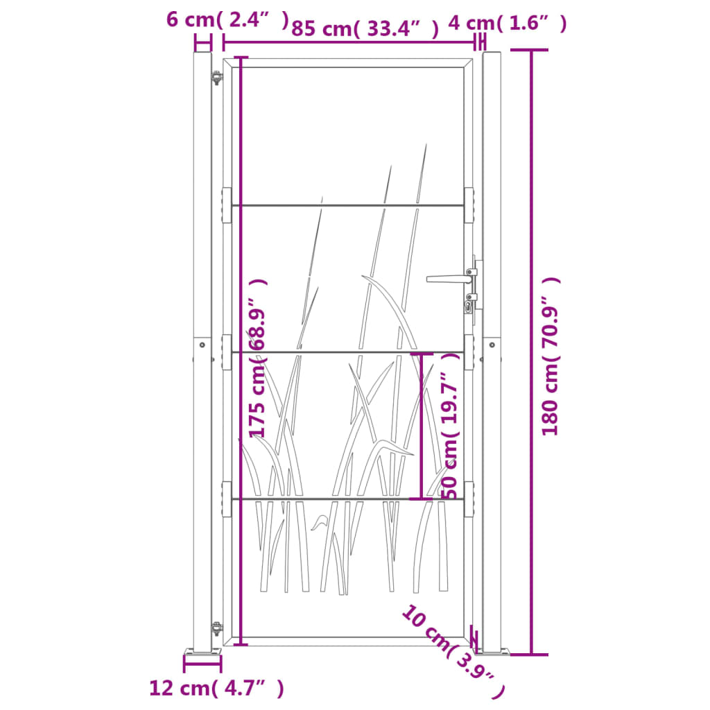 Garden Gate Anthracite 105x180 cm Steel Grass Design