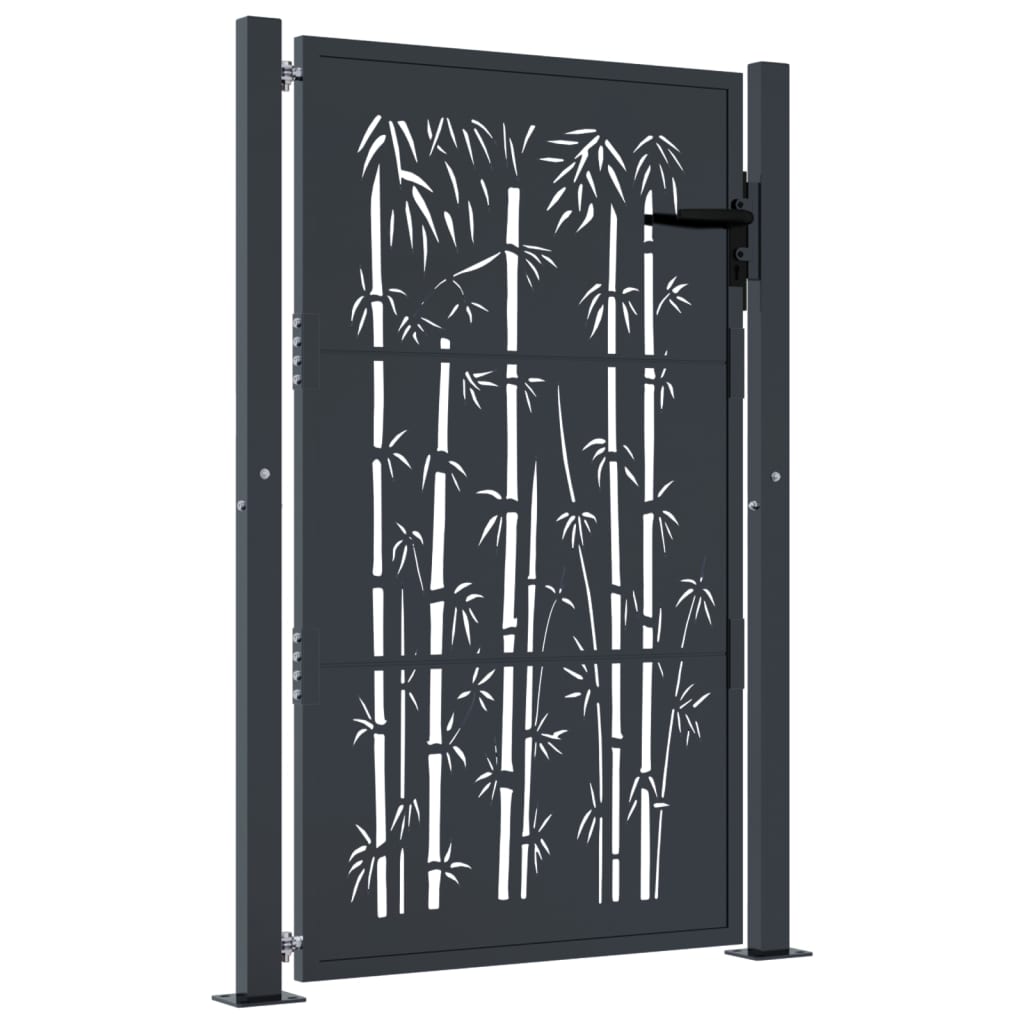 Garden Gate Anthracite 105x155 cm Steel Bamboo Design