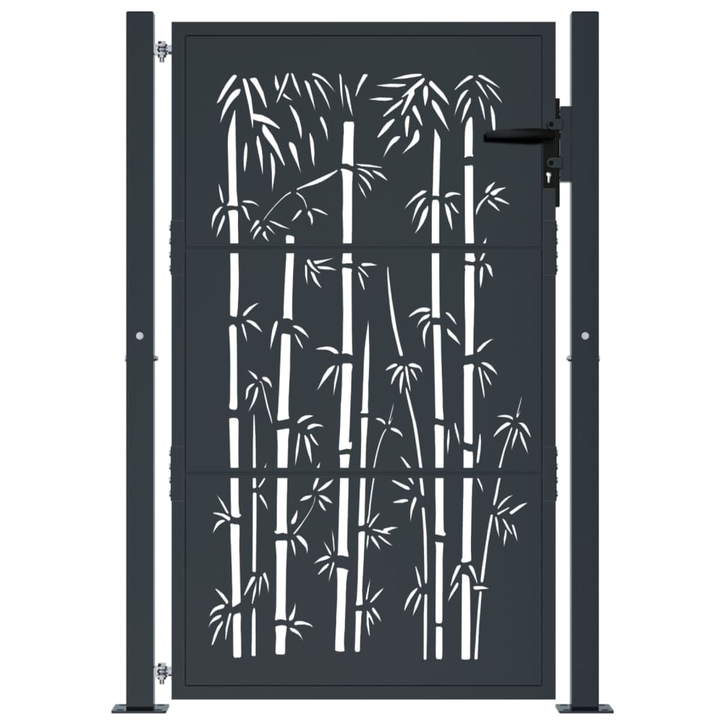 Garden Gate Anthracite 105x155 cm Steel Bamboo Design