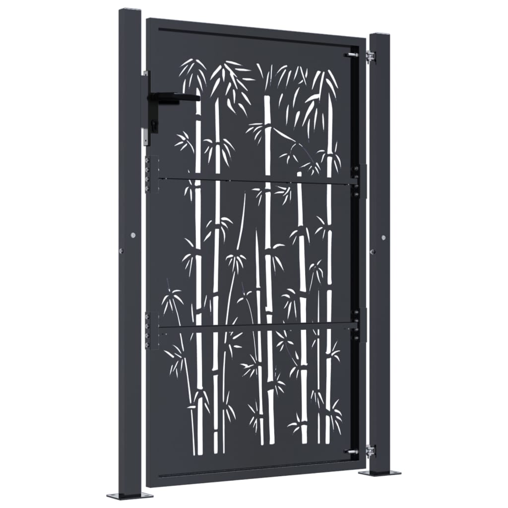 Garden Gate Anthracite 105x155 cm Steel Bamboo Design