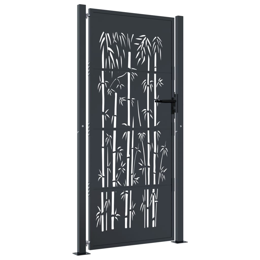 Garden Gate Anthracite 105x180 cm Steel Bamboo Design