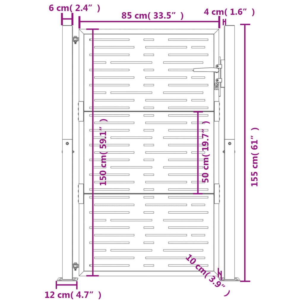 Garden Gate Anthracite 105x155 cm Steel Square Design