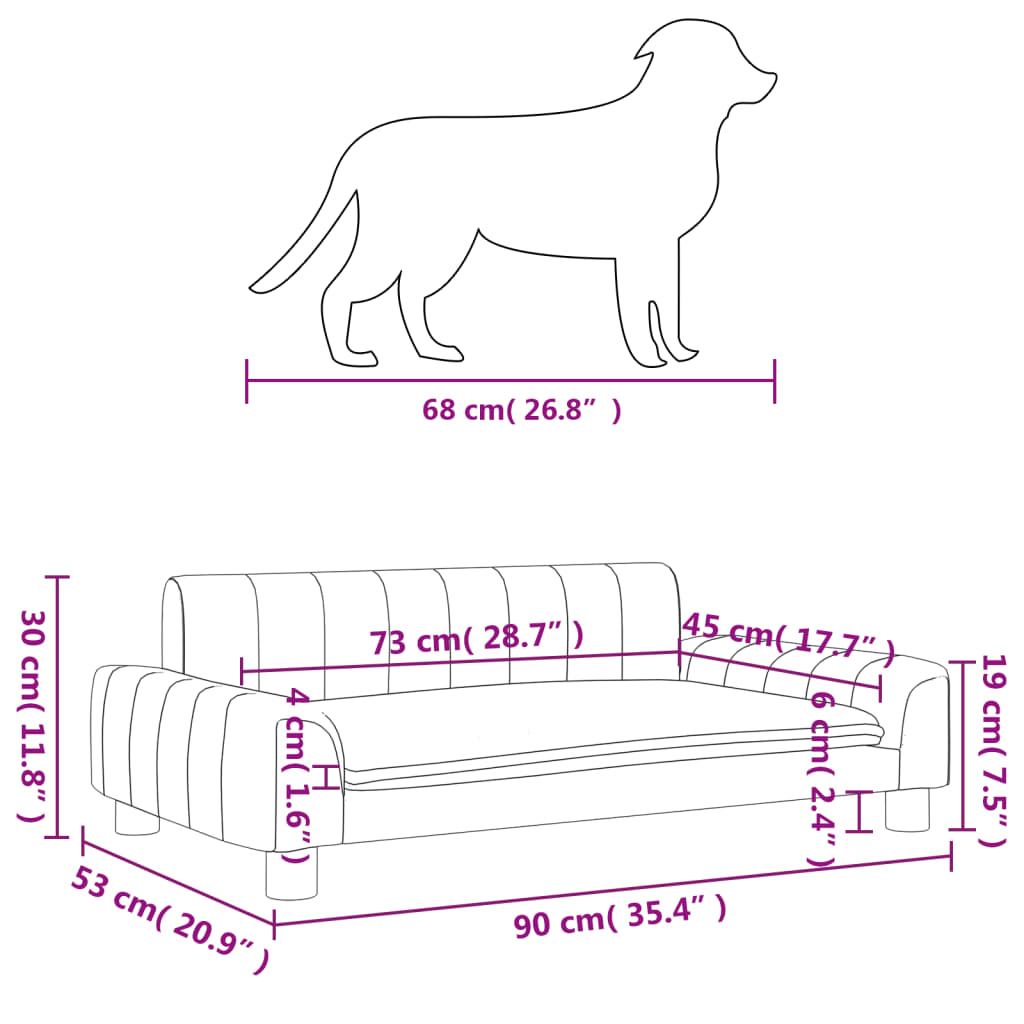 Dog Bed Light Grey 90x53x30 cm Fabric