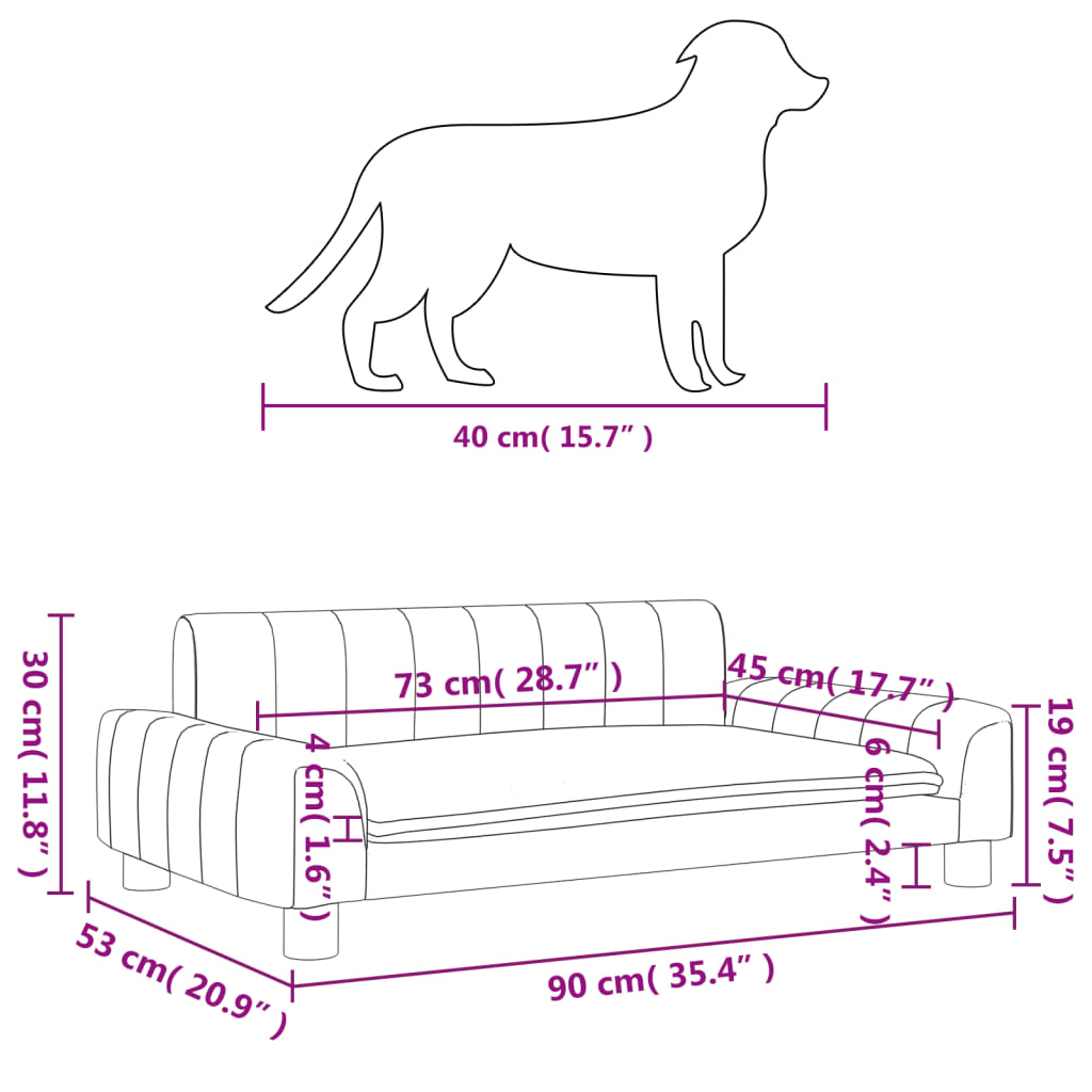 Dog Bed Black 90x53x30 cm Fabric