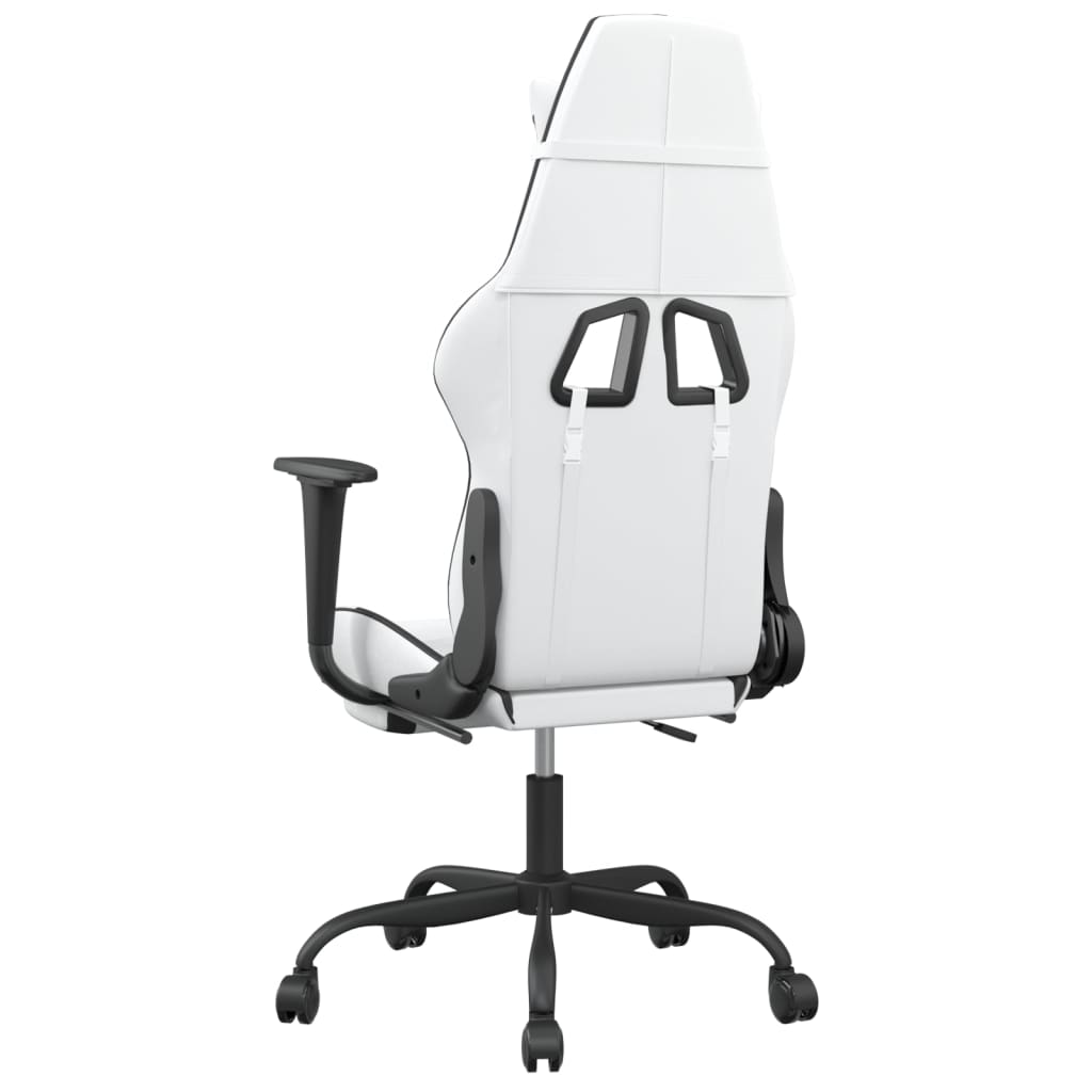 Gaming Chair with Footrest White and Black Faux Leather