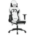 Gaming Chair with Footrest White and Black Faux Leather