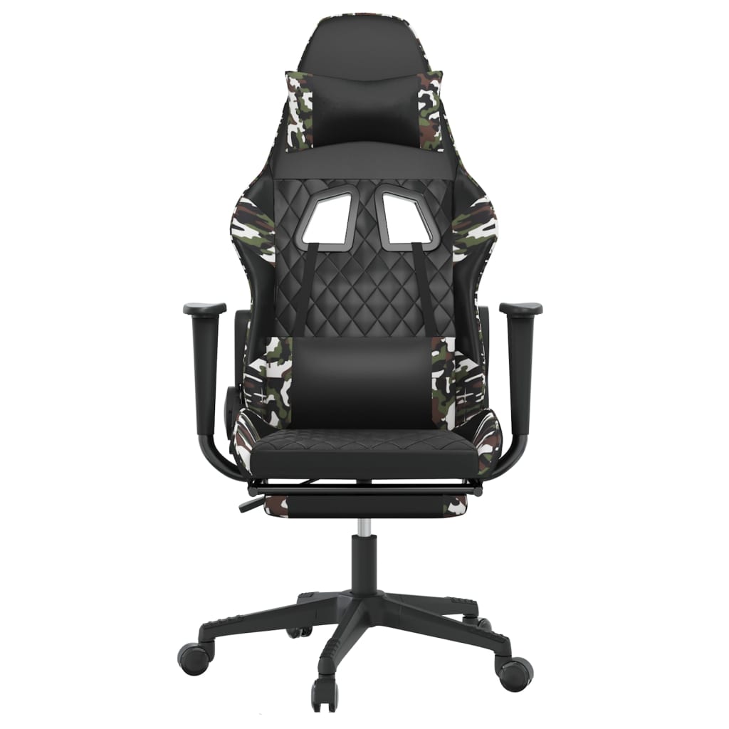 Gaming Chair with Footrest Black and Camouflage Faux Leather