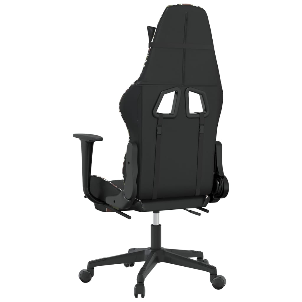 Gaming Chair with Footrest Black and Camouflage Faux Leather