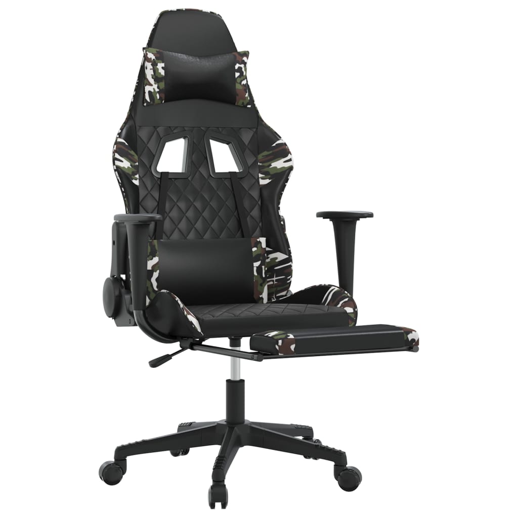 Gaming Chair with Footrest Black and Camouflage Faux Leather