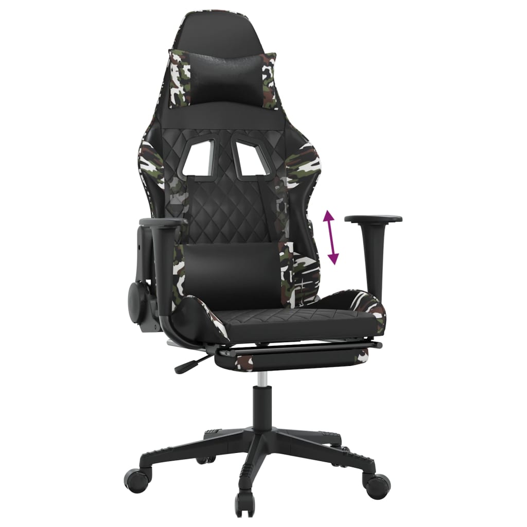 Gaming Chair with Footrest Black and Camouflage Faux Leather