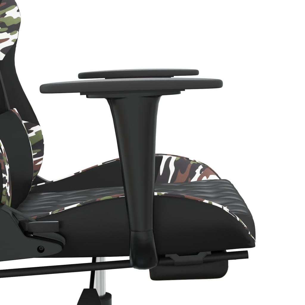 Gaming Chair with Footrest Black and Camouflage Faux Leather