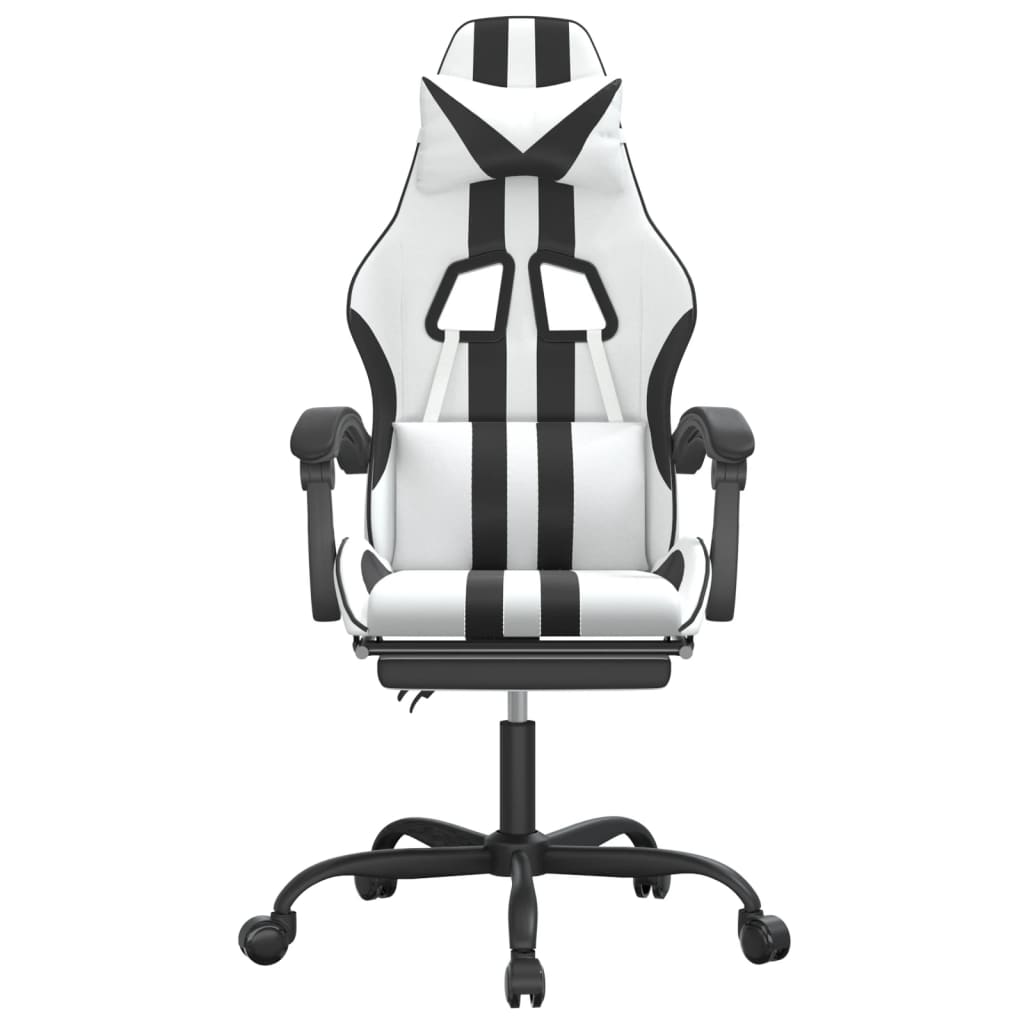 Gaming Chair with Footrest White and Black Faux Leather