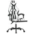 Gaming Chair with Footrest White and Black Faux Leather