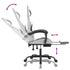 Gaming Chair with Footrest White and Black Faux Leather