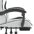 Gaming Chair with Footrest White and Black Faux Leather