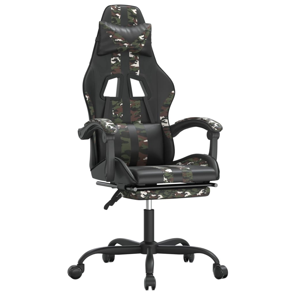 Gaming Chair with Footrest Black and Camouflage Faux Leather