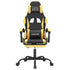 Gaming Chair with Footrest Black and Gold Faux Leather