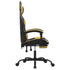 Gaming Chair with Footrest Black and Gold Faux Leather