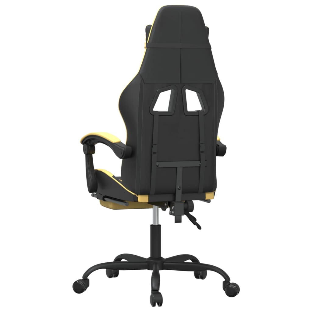 Gaming Chair with Footrest Black and Gold Faux Leather