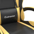 Gaming Chair with Footrest Black and Gold Faux Leather