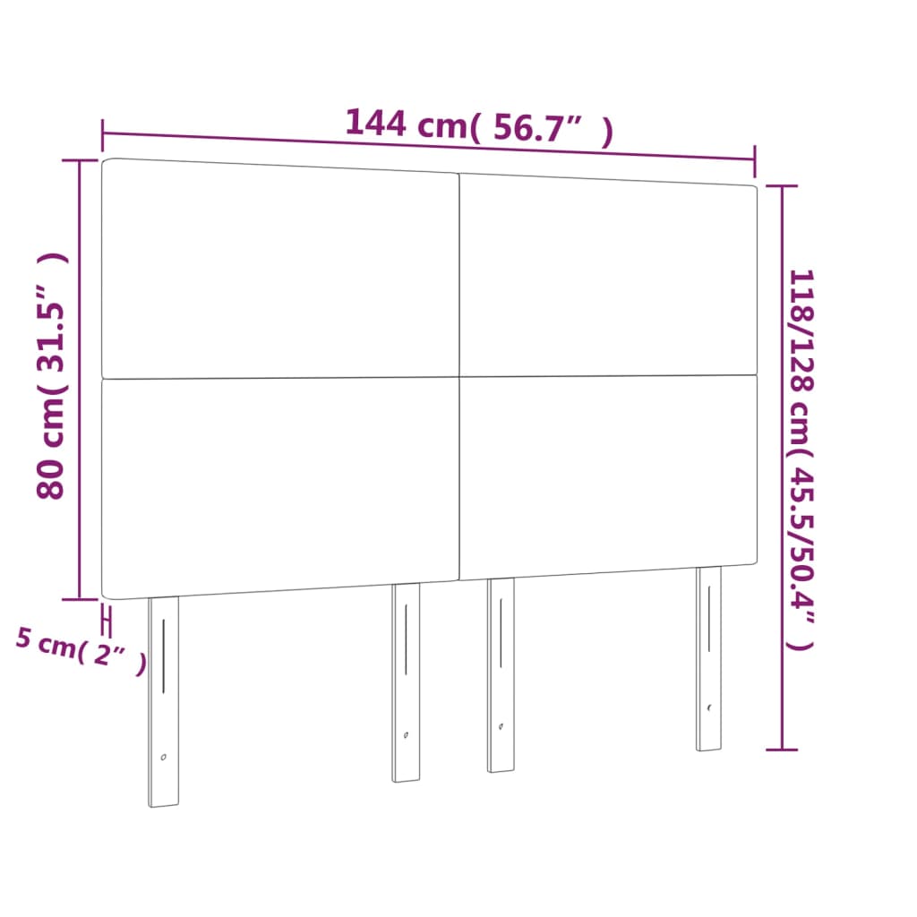 Headboards 4 pcs Black 72x5x78/88 cm Fabric