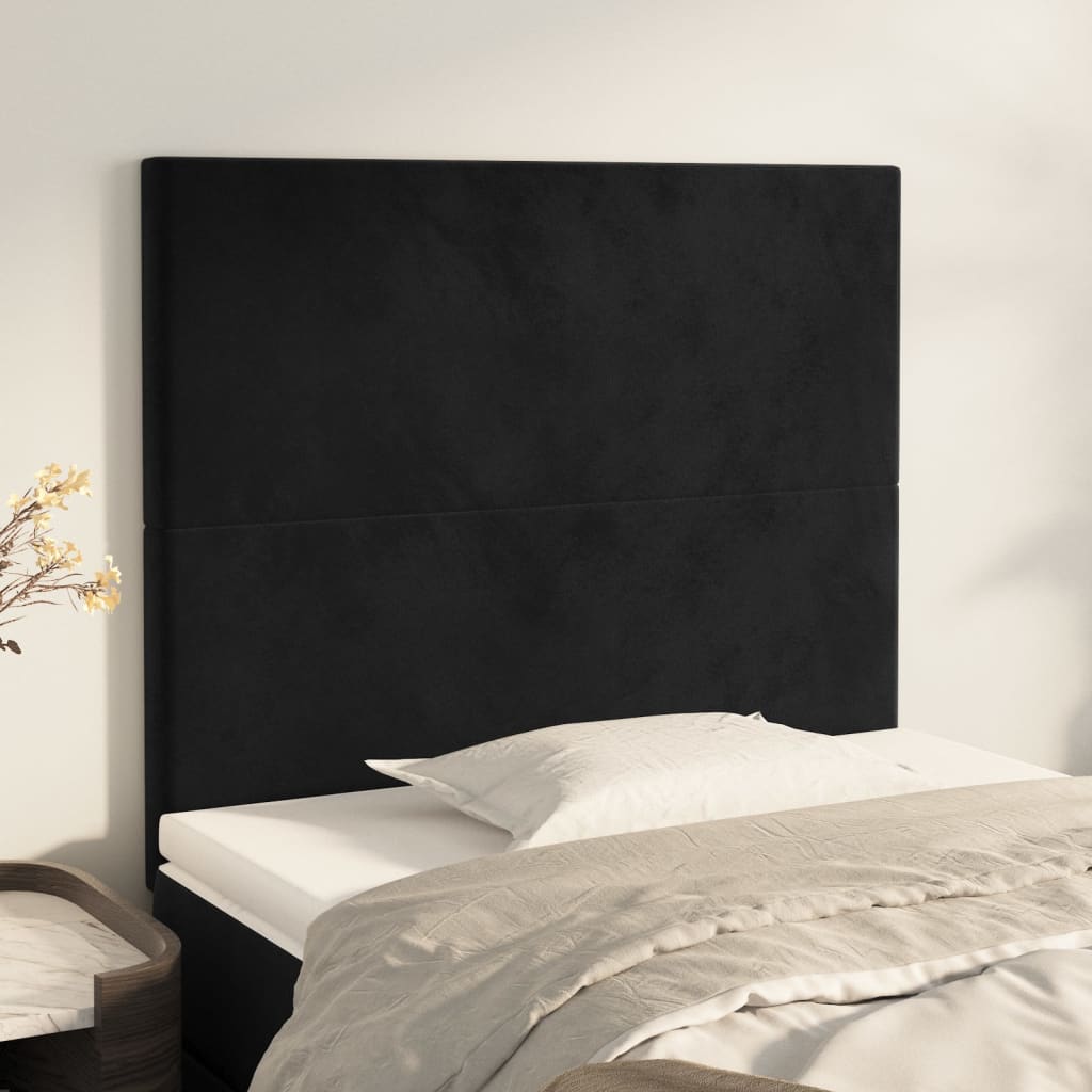 Headboards 2 pcs Black 100x5x78/88 cm Velvet