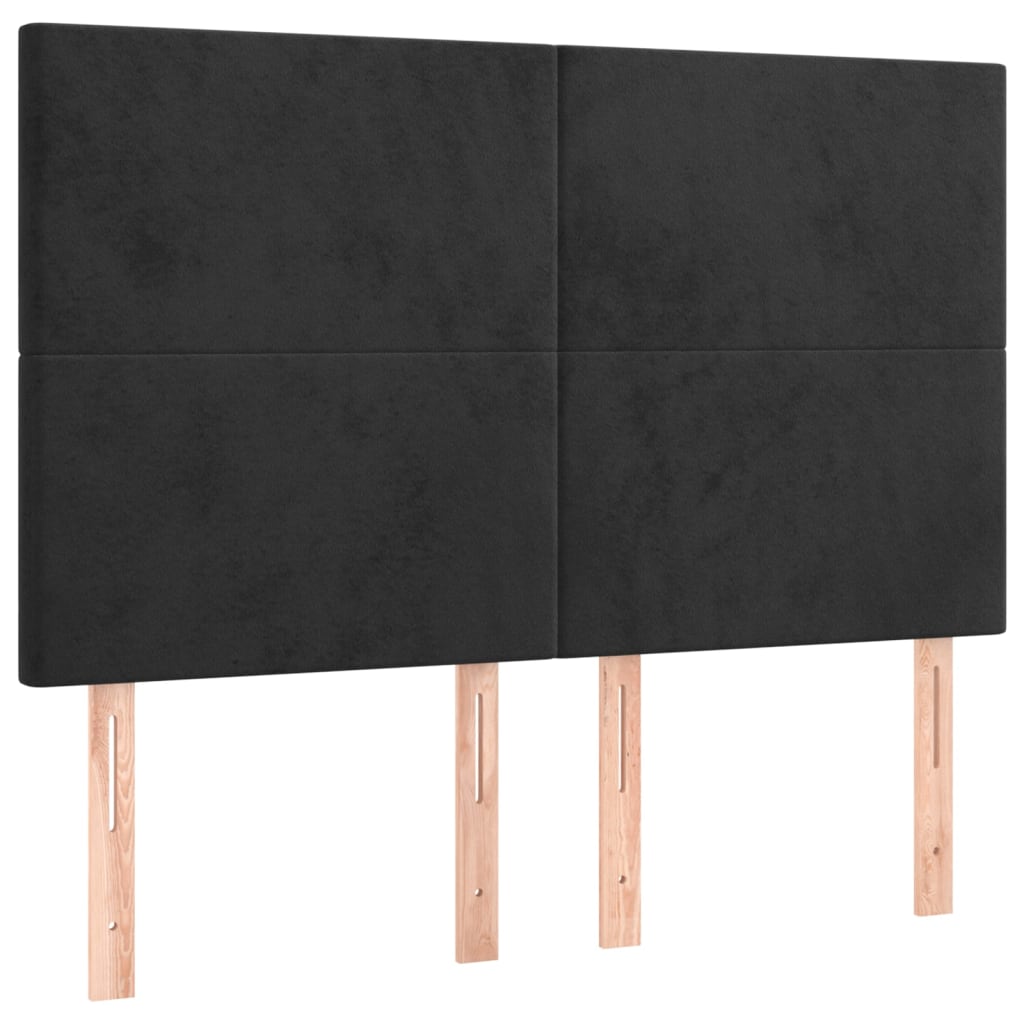 Headboards 4 pcs Black 72x5x78/88 cm Velvet