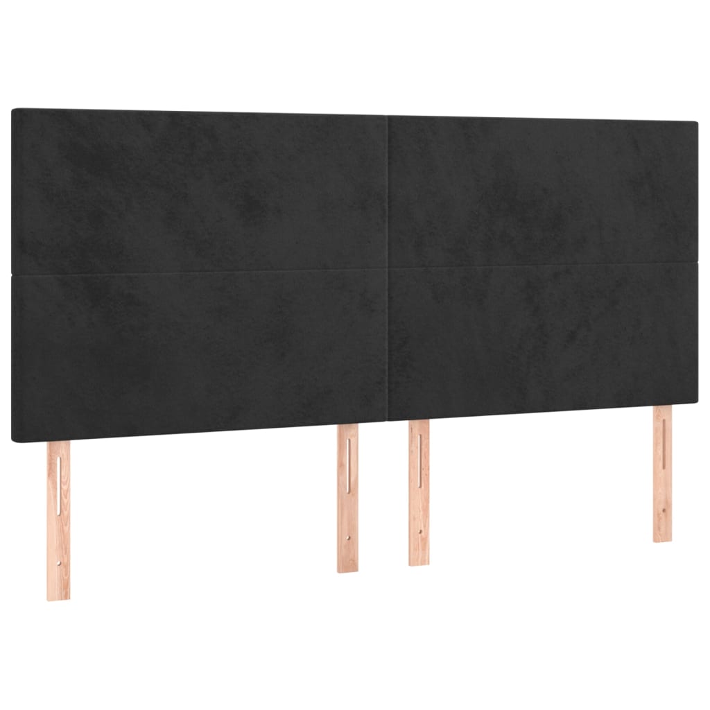 Headboards 4 pcs Black 80x5x78/88 cm Velvet