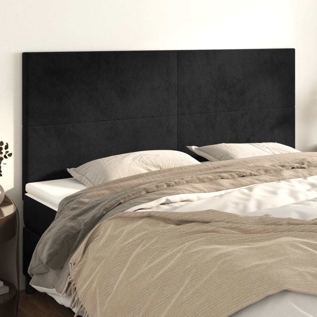 Headboards 4 pcs Black 100x5x78/88 cm Velvet