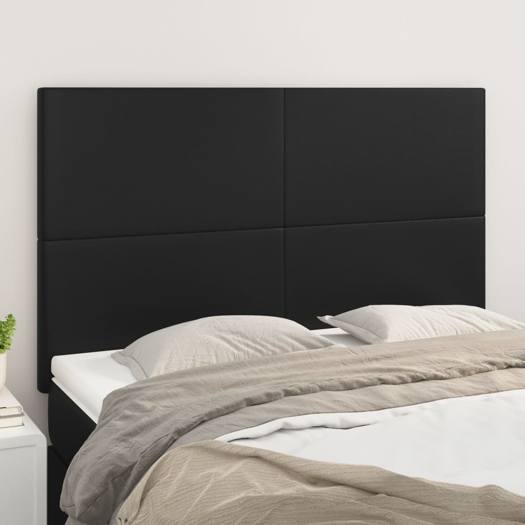 Headboards 4 pcs Black 72x5x78/88 cm Faux Leather