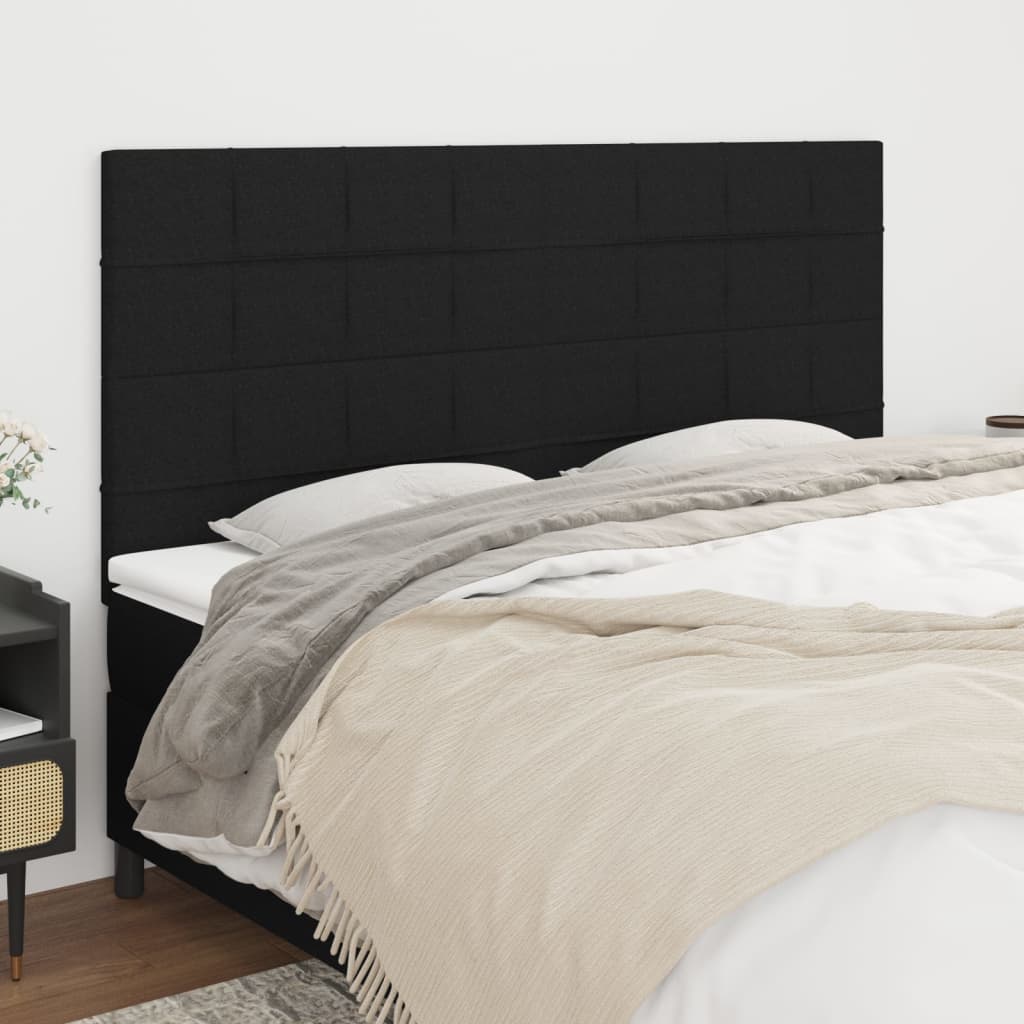 Headboards 4 pcs Black 80x5x78/88 cm Fabric