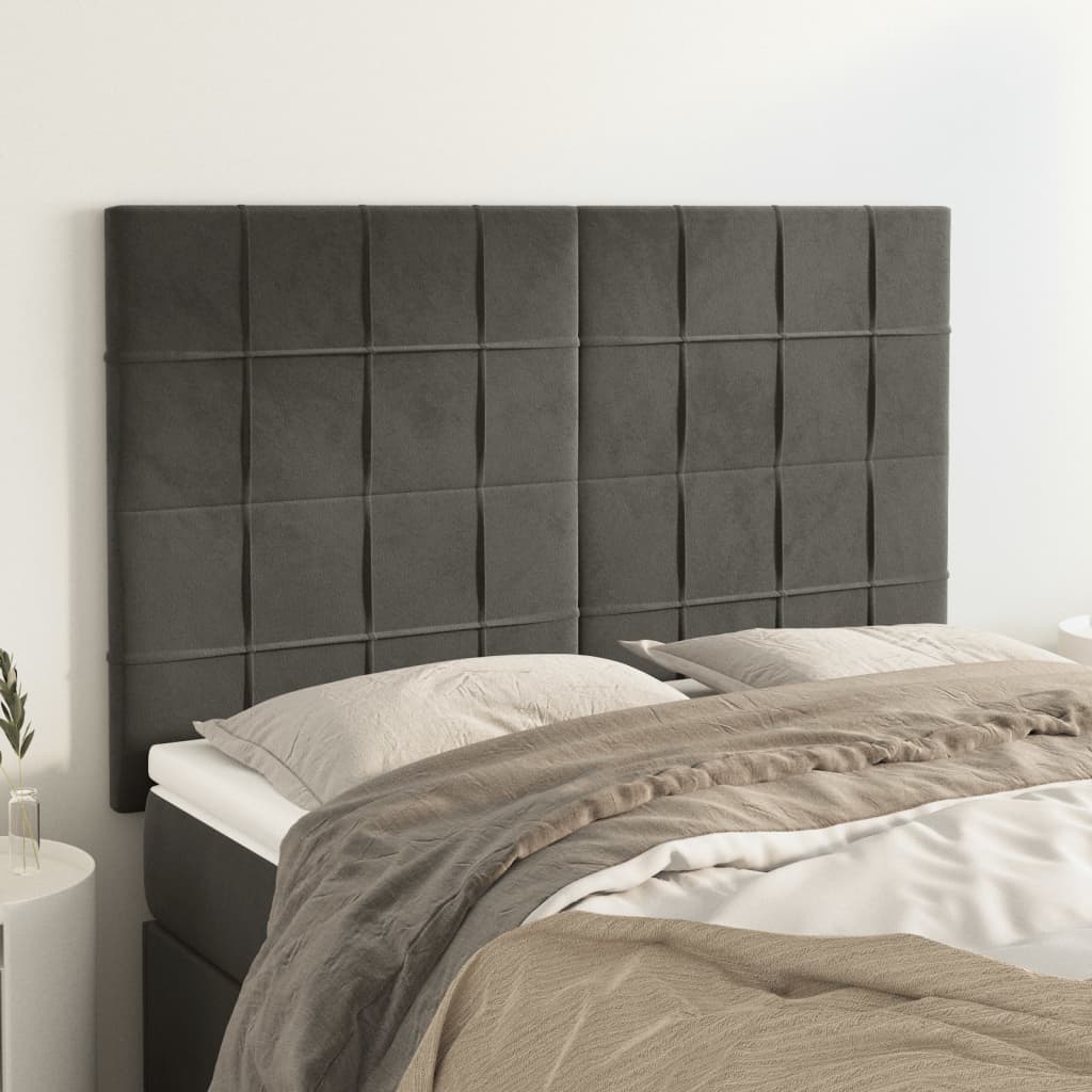 Headboards 4 pcs Dark Grey 72 cm Velvet