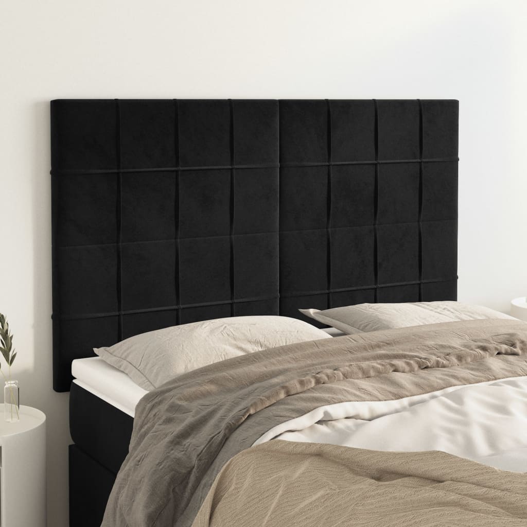 Headboards 4 pcs Black 72x5x78/88 cm Velvet