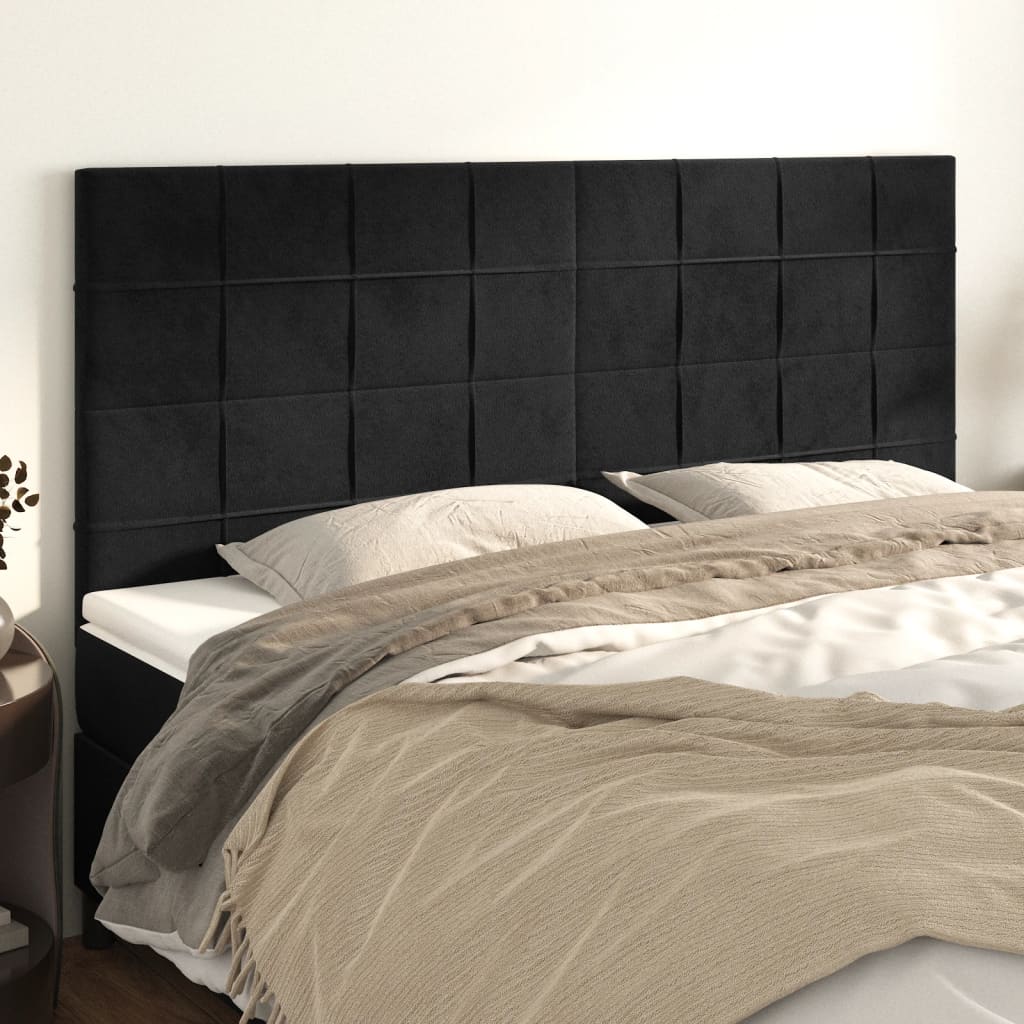 Headboards 4 pcs Black 80 cm Velvet