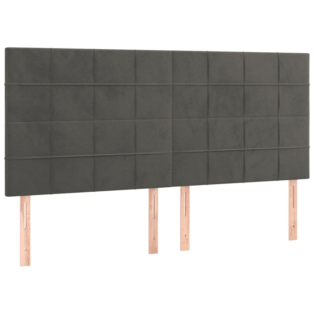 Headboards 4 pcs Dark Grey 100 cm Velvet