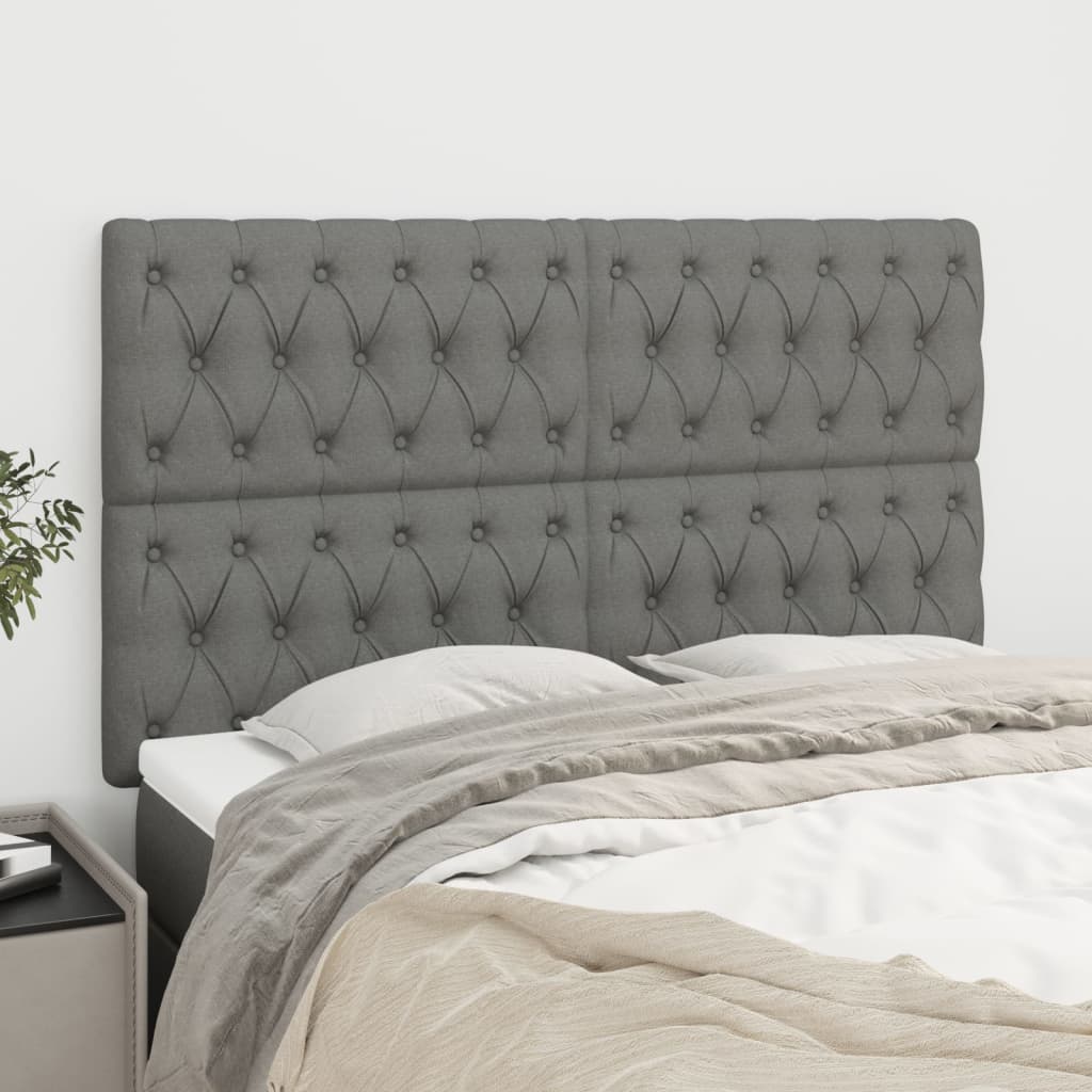 Headboards 4 pcs Dark Grey 72x7x78/88 cm Fabric