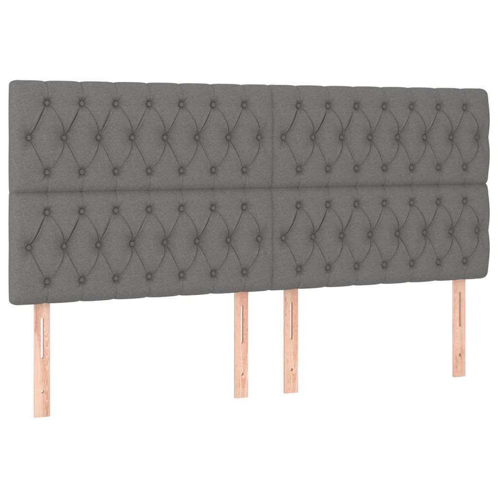 Headboards 4 pcs Dark Grey 100x7x78/88 cm Fabric