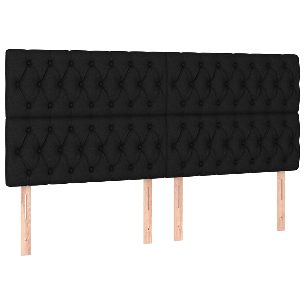 Headboards 4 pcs Black 100x7x78/88 cm Fabric